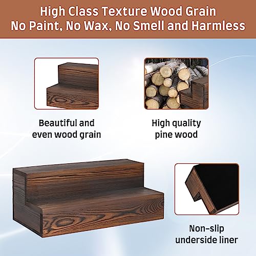 Liquor Bottle Display Shelf, 2 Pack Wood Bar Shelves, Tabletop Wine Rack, Bottle Stand for Liquor Display, Home Bar Display