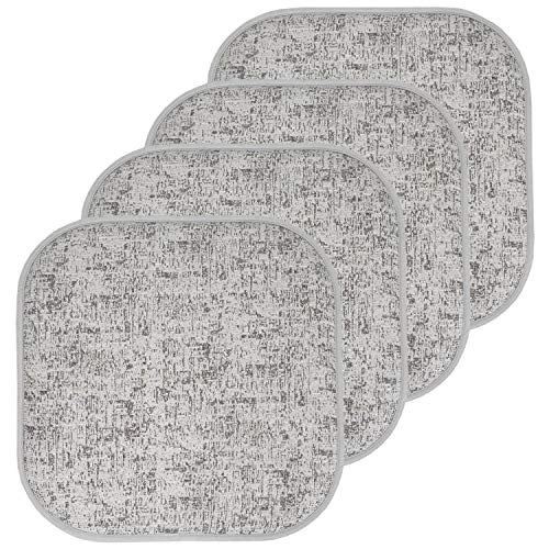 Sweet Home Collection Chair Cushion Memory Foam Pads Honeycomb Pattern Slip Non Skid Rubber Back Rounded Square 16" x 16" Seat Cover, 4 Pack, Broadway Blue/Black - color: Broadway Blue/Black, size: 4 Pack
