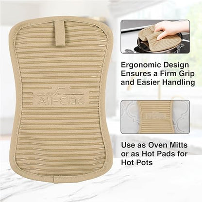 All-Clad Premium Pot Holder & Hot Pad: Heat Resistant to 500 Degrees - 100% Cotton, 10"x6.25" Hot Pad for Kitchen and Barbeque, (2-Pack), Cappuccino - color: Cappuccino, size: 2 Pack