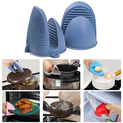 Silicone Oven Mitts Heat Resistant, Silicone Potholders for Kitchen, Air Fryer,Baking, Mini Rubber Oven Glove (Blue) - color: Blue