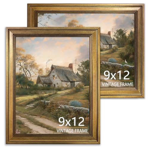 9x12 Picture Frame Vintage Gold Set of 2 for Tabletop & Wall Mount | Picture Frames for Living Room, Bedroom, Office Décor & Wedding Gift - color: Gold, size: 9X12 - 2 Pack