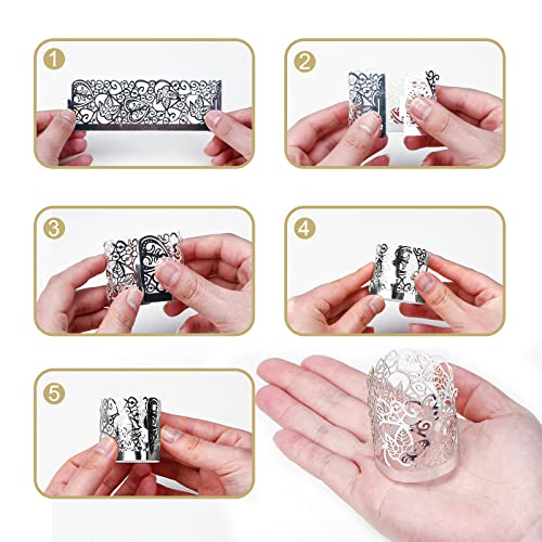 48PCS Votive Candles Holders Wraps, Silver Tea Light Candle Fairy | Home Decoration(no Bottom) - color: Silver