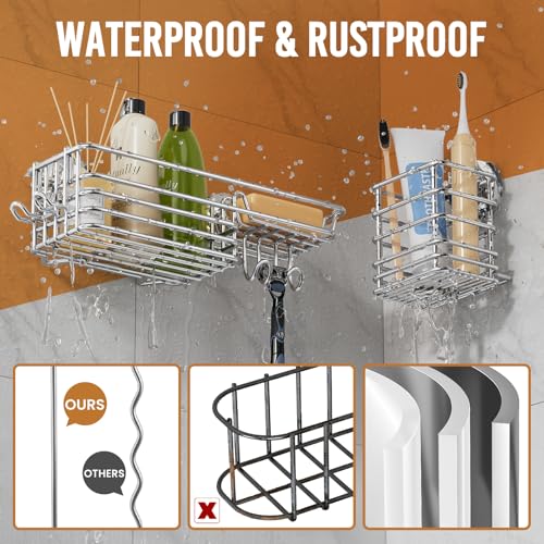 Shower Caddy Suction Cup, 3 Pack Heavy Duty Bathroom Organizer | Silver Soap Holder, Removable Bathroom Organizer With Hook, Rustproof Shower Storage - color: 3 X Silver
