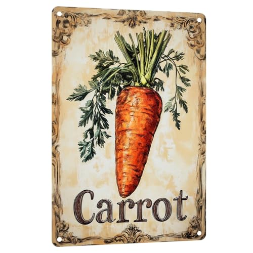 Carrot Vegetables Metal Tin Sign Vintage Farmhouse Wall Art for Kitchen Dining Room Home Wall Decoration 8x12 Inch - color: Carrot Metal Tin Sign, size: 8x12inch(20x30cm)
