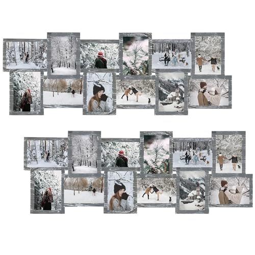 J.M.Deco 2 Pack - 4x6 picture frame Collage for Wall Decor, 12 Opening Collage Wall Hanging Photo Frames, Assembly Required, Grey - color: Ashes Grey * Long
