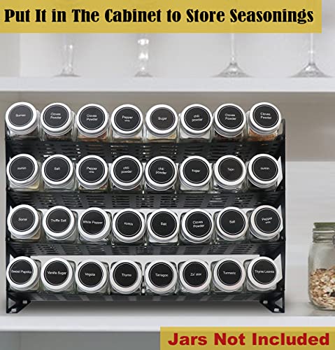 4 Tier Countertop Spice Rack Organizer for Kitchen Cabinet Pantry or Wall Mount, Matte Black (Jars Not Included) - size: 4 Tier Without Jars