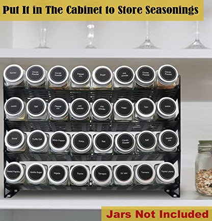 4 Tier Countertop Spice Rack Organizer for Kitchen Cabinet Pantry or Wall Mount, Matte Black (Jars Not Included) - size: 4 Tier Without Jars