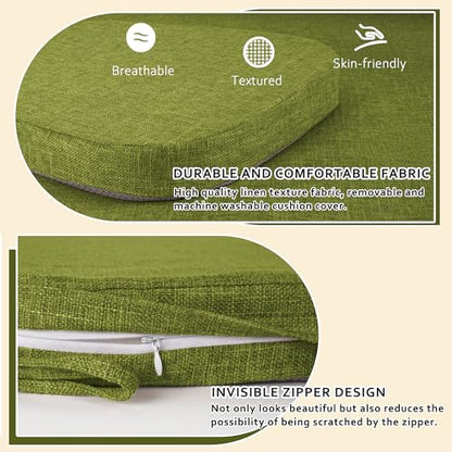 ELFJOY Non-Slip Chair Cushions for Dining Chairs Green 16.7"x16" | 4 Pack, with Ties and Washable Cover, U Shape, Breathable Fabric, for Kitchen Dining Office Folding Chairs，Comfortable - color: Green
