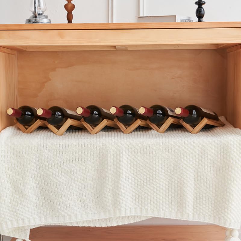Single Wine Bottle Holder, Personalized Bamboo Wine Bottle Holder Stand Display Table Top Wine Rack Countertop Wine Holders Organizer for Dining Table, Cabinet Etc