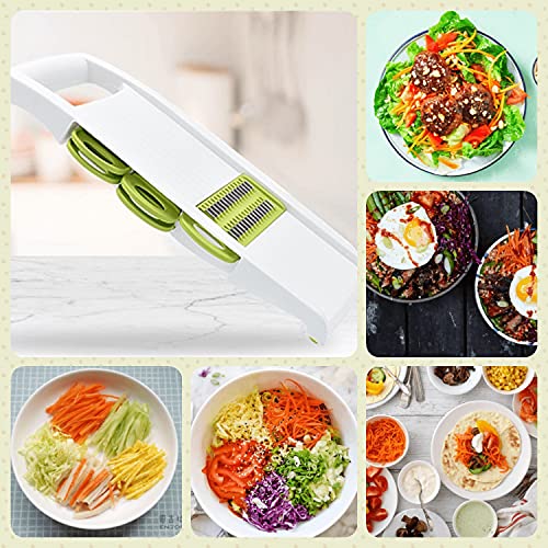 NACOLUS 5 in 1 Mandoline Slicer Vegetable Slicer Mandolin Multi Blade Potato Veggie Slicer Vegetable Cutter Julienne Shredder Potato Slicer Green - color: Green