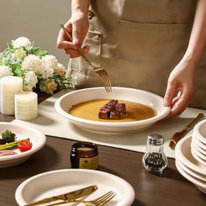 GZG 10.25-Inch Ceramic Dinner Plates, Cream Mist, Set of 4 | Rustic Matte Glaze, Terracotta Stoneware, For Main Course & Everyday Meals, Microwave & Dishwasher Safe - color: Cream Mist, size: 4 pcs Dinner Plate Set