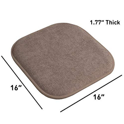 Sweet Home Collection Chair Cushion Memory Foam Pads Honeycomb Pattern Slip Non Skid Rubber Back Rounded Square 16" x 16" Seat Cover, 4 Pack, Alexis Chocolate - color: Alexis Chocolate, size: 4 Pack