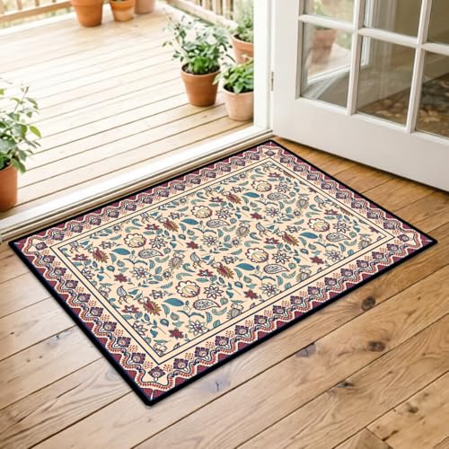 Washable Corridor Runner Rug, Non-Slip Hallway Rug with Upgrade Rubber Backing, Stain Resistant Faux Wool Distressed Carpet for Bedroom Kitchen Laundry Corridor Balcony (Leaf, 35.4" x 23.6") - color: Leaf, size: 1'11" x 2'11" (Runner)