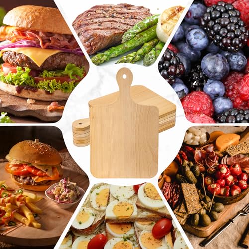 Lounsweer 6 Pcs Wood Cutting Boards with Handle, 16" for Chopping | Thick Natural Wood Laser Engraving Material, Charcuterie Serving Display, Wedding Housewarming Gift, Durable - size: 16 x 10 inches