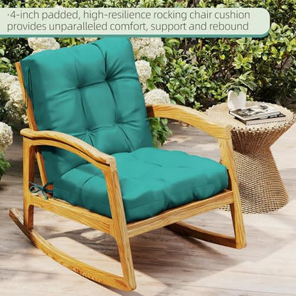 Outdoor Chair Cushions 42x21x4 Inch Set of 2, Lake Blue | Patio Cushions for Dining Rocking Chairs, High Back Soft Seat Pad with Ties, Waterproof Fade Resistant, Indoor Outside Use - color: Lake Blue