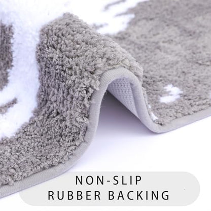 Bath Rug Non Slip,Grey Marble Indoor Doormat,20"x32" | Small Area Rug,Rubber Backed,Soft microfiber,Absorbent,Machine Washable,Bathroom,Entryway,Kitchen,Hallway - color: Grey White1