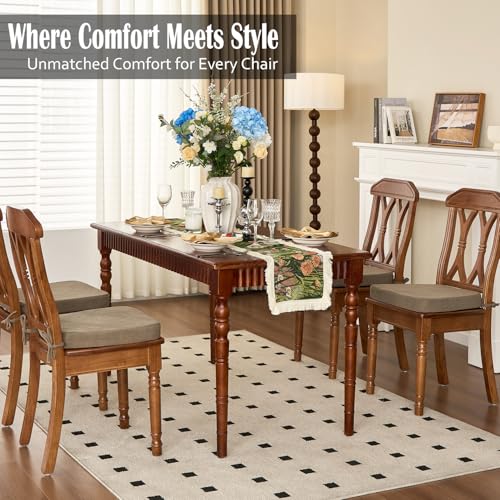 Dining Chair Cushions, Light Brown, 17"x16", Set of 4 | 2" Cooling Gel High-Density Foam, Chair Pads with Ties, Non-Slip Bottom, Removable Washable Cover, For Dining and Kitchen - color: Light Brown, size: 4 Count (Pack of 1)