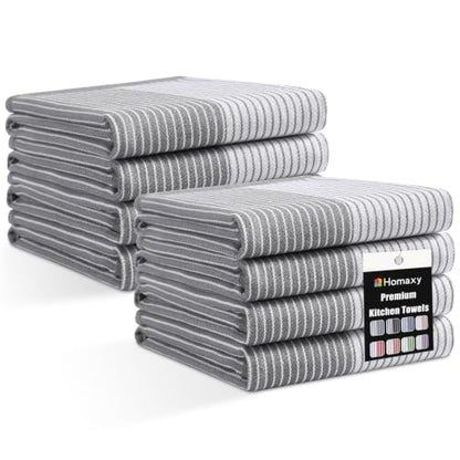 Homaxy Premium 100% Cotton Kitchen Towels 18"x28", 8 Pack, Grey | Large Kitchen Hand Towels, Soft and Absorbent Tea Towel, Dish Towels with Hanging Loops - color: Grey, size: 18 x 28 - 8 Pack