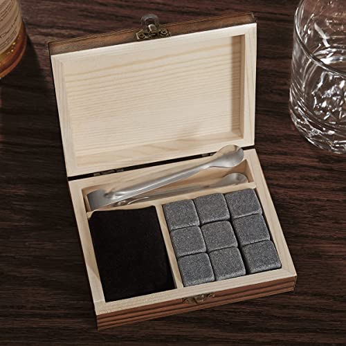 Custom Whiskey Stones and Liquor Glass Set for Groomsmen by HomeWetBar - Set of 5 Whiskey Kit and Accessories