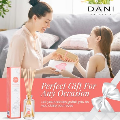 DANI Naturals Coconut Hibiscus Reed Diffuser Set, Vegan, 3 fl oz | Vegan,alcohol-free reed diffuser,Continuous fragrance with natural reeds,Tropical coconut hibiscus scent,Made in USA