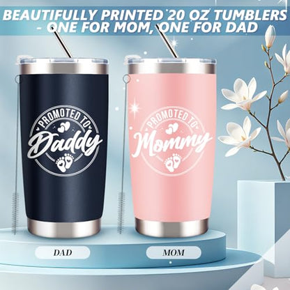 Pregnancy Gifts for New Parents, Mommy and Daddy 20 Oz Tumbler Gift Set for Expecting First Time Parents, Baby Shower, Gender Reveal, First Time Mom and Dad, Mother's Day, Father's Day, Christmas Gift