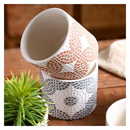 Liudan Flower Pot Plant Pots with Drainage Hole and Saucer Ceramic Indoor Planter Round Flower Planter Pot with Tray Modern Decorative Gardening Pot Garden Pots (Style : D)