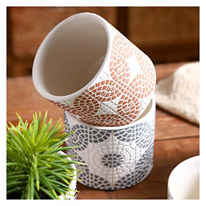 Liudan Flower Pot Plant Pots with Drainage Hole and Saucer Ceramic Indoor Planter Round Flower Planter Pot with Tray Modern Decorative Gardening Pot Garden Pots (Style : D)