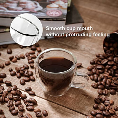 KitchenTour Insulated Coffee Mug 2.5 oz- Double Wall Glass Coffee Cup with Handle Set of 4 - Clear Glass Drinkware for Espresso，Cappuccino, Latte，Hot Beverages - style: 2.5oz