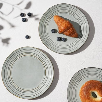 famiware Dinner Plates, 8 Inch Small Plate Set for 6, Dessert Appetizer Speckled Hand-made Ceramic Salad Plates, Microwave & Dishwasher Safe, Scratch Resistant, Twilight Series, Ashy Blue - color: Ashy Blue, size: 8 inch