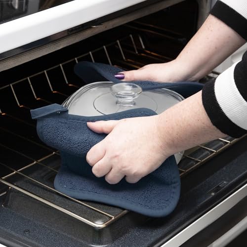 RITZ Terry Potholder & Hot Pad: Unparalleled Heat Resistant, Durable 100% Cotton – Ergonomically Designed for Optimal Grip – Easy-Care Machine Washable – 2-Pack, Midnight - color: Midnight, size: 2-Pack