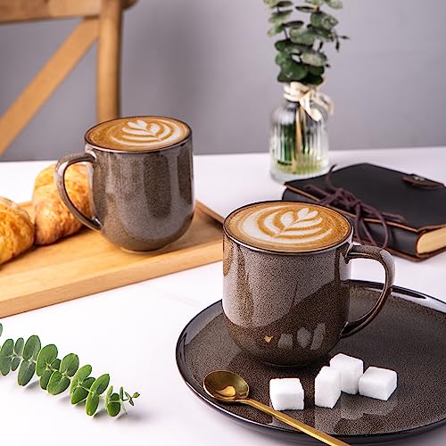 LERATIO Ceramic Coffee Mugs Set of 6,12oz Handmade Coffee Mugs Set | Large Handle for Cappuccino/Latte/Tea/Hot Cocoa,Oven &Dishwasher & Microwave Safe - color: reactive glaze-5