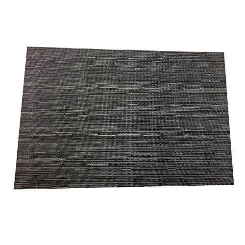Exquisite Woven Vinyl Placemats for Dining Table Heat Resistant PVC Table Mats (Pack of 6, Black) - color: Pin Stripes-black