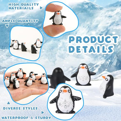 20Pcs Mini Penguin Figurines Resin Animal Statue Ornaments Tiny Potted Home Cake Decor DIY Crafts Accessories Garden Herd of Flat Back Cattle Fairy Outdoor Moss Micro Landscape Decoration