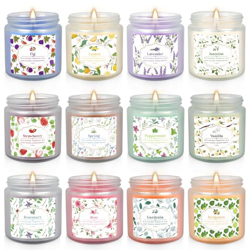 YOROXRG 12 Pack Scented Candles with Added Natural Essential Oils, 3.05oz, Suitable for Various Festivals, Parties, Yoga, and Home Scene - color: 12Colors