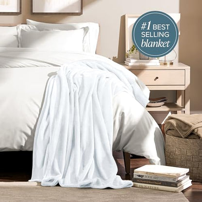 Bare Home Fleece Blanket Luxury Microplush (Full/Queen, White) | Ultra-Soft Lightweight Blanket for Bed, Sofa, and Couch, Cozy & Warm Blanket - color: 01 - White, size: Full/Queen
