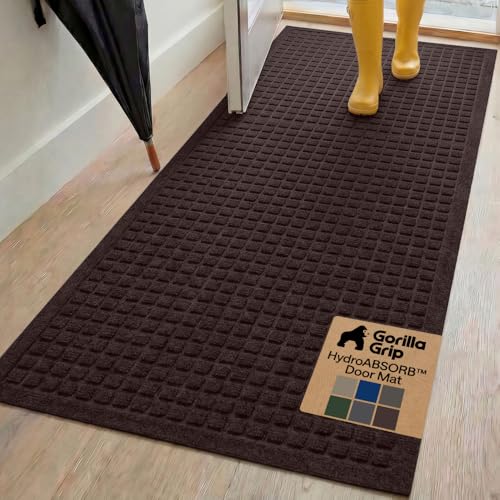 GORILLA GRIP® Ultra Absorbent Front Door Mat Outside Entrance 72x24, Traps Dirt and Moisture, HydroABSORB Indoor Outdoor Doormat Holds Up to 2.75 Cups Water, Stain & Fade Resistant Welcome Mat Coffee - color: Coffee, size: 72" X 24"
