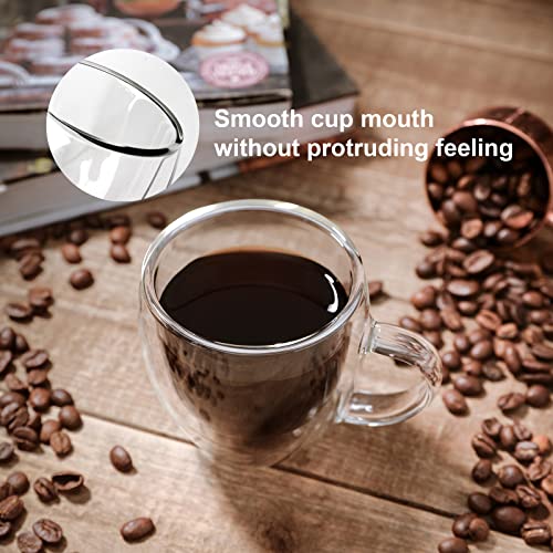 KitchenTour Insulated Coffee Mug 6 oz- Double Wall Glass Coffee Cup with Handle Set of 4 - Clear Glass Drinkware for Espresso，Cappuccino, Latte，Hot Beverages - style: 6oz