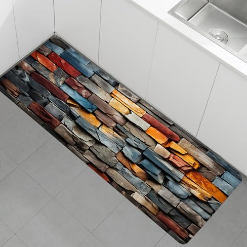 Non-Skid Low Pile Sponge Foam Door Entry Rug for Bathroom Mat,Separate Tub Shower Skid Proof Rugs, Home 3D Optical Illusion Rug Non Slip Bath Mats Welcome Mat 47 x 17.5 inches - color: Multi15