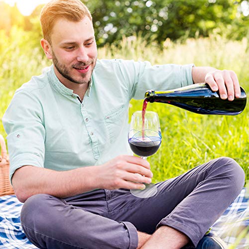 Bezrat Red Wine Glasses Set of 2, Hand Painted Wine Glass, Drinkware Essentials, 11" H, 28oz Wine Lover Large Glass, Glassware Gifts Ideas for Women Inspired by 'Duomo di Milano' Mothers Day (Blue) - color: Blue, size: 28 ounces