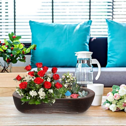 SUPVOX Wooden Decorative Dough Bowl Rustic Paulownia Large Wood Serving Bowl Hand-carved Centerpiece for Home Table Decor