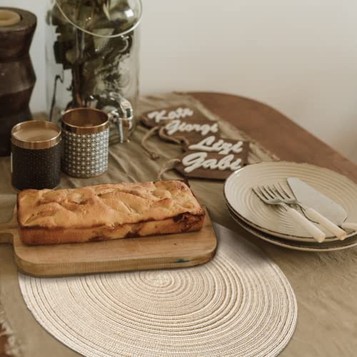 FunWheat Round Braided Placemats Set of 4 Place mats for Dining Tables Woven Heat Resistant Table Mats 15 inch (E Beige, 4pcs) - color: Multi Beige, size: 4pcs