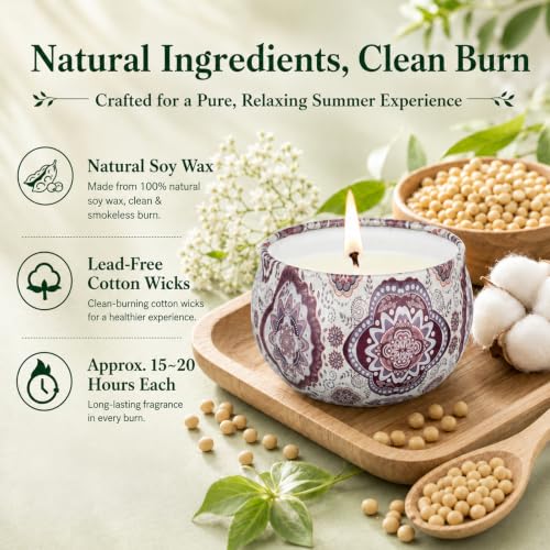 Scented Candles Gift Set, 12 Pack Soy Wax Aromatherapy Candles | 12 Summer Scents, Travel Tin Design, Gift Box Included, Home Fragrance, Spa Relaxation, Self Care, Birthday & Women Gifts - color: Scented Candles-12 Pack
