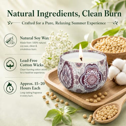 Scented Candles Gift Set, 12 Pack Soy Wax Aromatherapy Candles | 12 Summer Scents, Travel Tin Design, Gift Box Included, Home Fragrance, Spa Relaxation, Self Care, Birthday & Women Gifts - color: Scented Candles-12 Pack
