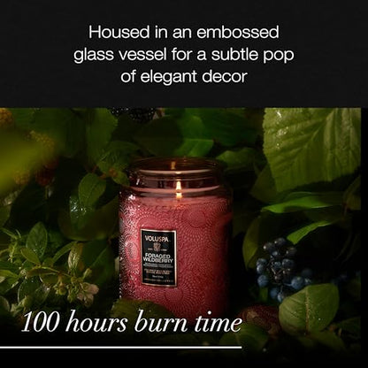 Voluspa Foraged Wildberry Large Jar Candle, 18 oz, Coconut Wax Blend, Berry Scented Candle for Home, 100 Hour Burn Time, Handcrafted in the USA - color: 18 - Foraged Wildberry