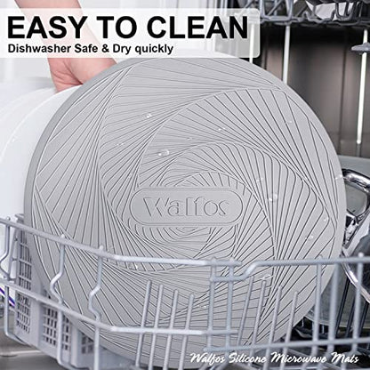 Walfos 12-Inch Silicone Microwave Mat & Pot Holders, Non-Slip Heat Resistant for Oven, Hot Pot, Bowl - style: 12in, 1 Grey Microwave Mat