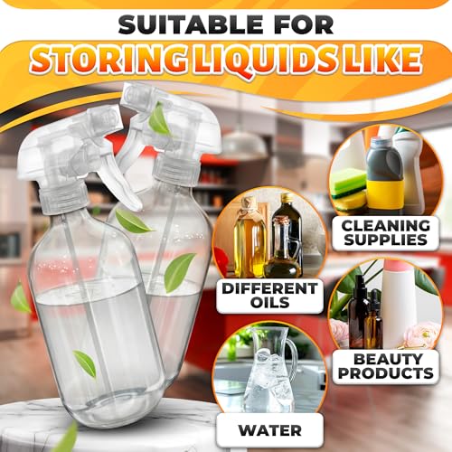 ALPENKOK 12Pack Spray Nozzle for Bottles, Trim-To-Fit Tube; Plastic (Clear) | Spray Bottle Nozzle Replacement; Fits 8 and 16 Oz; Trigger Sprayer with Mist, Stream & Off Modes; for Cleaning and Garden - color: 12 Pcs Clear