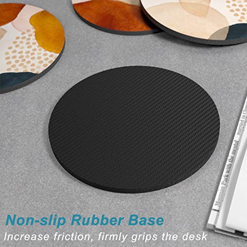 Nipichsha Coasters for Drinks, Set of 6 Cute Absorbent Rubber Drink Coasters for Cup with Non Slip Backing, Kitchen Home Decor Housewarming Gift, Round 4 in, Simple Abstract Art | Set of 6 Cute Absorbent Rubber Drink Coasters for Cup with Non Slip Backing