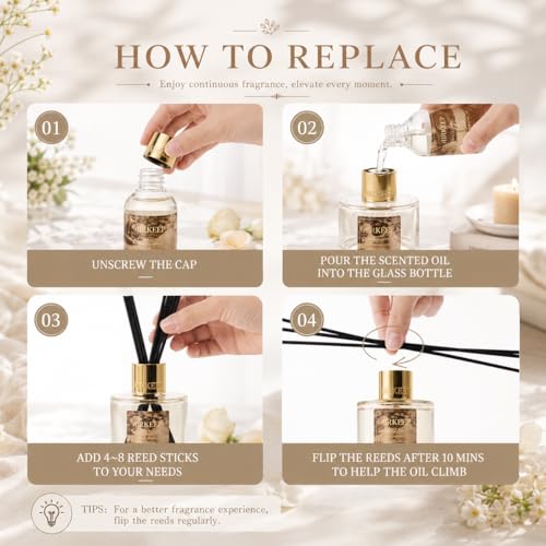 Reed Diffuser Set with Refill & 8 Reed Sticks, 6.96 fl oz Ocean Air Home Fragrance, Long Lasting Aromatherapy Diffuser for Bedroom, Bathroom & Living Room
