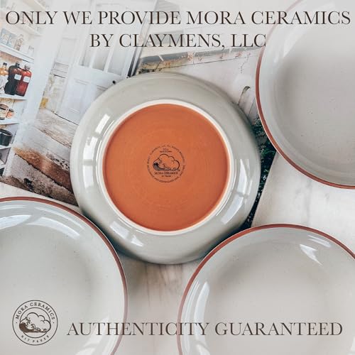 Mora Ceramic Large Pasta Bowls 30oz, Set of 4 - Serving, Salad, Dinner, etc Plate/Wide Bowl - Microwave, Oven, Dishwasher Safe Kitchen Dinnerware - Modern Porcelain Stoneware Dishes, Earl Grey - color: Earl Grey