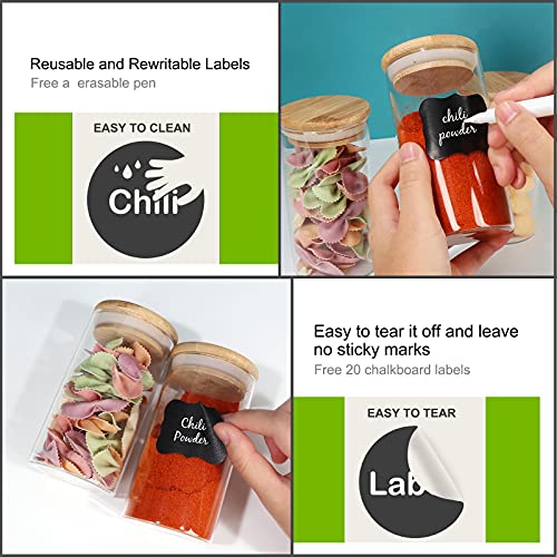 DHSBTLS 15 Pack 10 oz Glass Jars With Bamboo Lids for Kitchen, Pantry | 300 ml Pantry Organization Jar, Glass Terrarium with Lid, Spice, Flour and Sugar Container, Canister Set for Kitchen Counter - size: 10 fl oz (15 pcs)